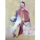 Le cardinal au déjeuner, de l'artiste Benoit Genest Rouillier, Tableau, Acrylique sur toile, Création unique, dimension : 48 x 36 po de largeur