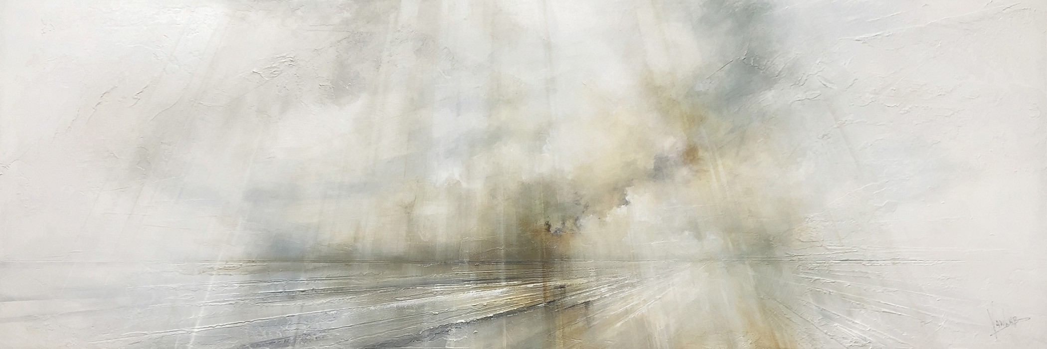 Infini II, #0189, de l'artiste Yan Laboissonnière, Techniques mixtes sur bois , Création unique, Format de l'oeuvre : 20 x 60 pouces de largeur