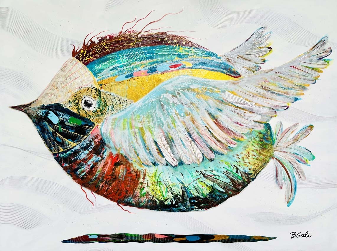 L'Ange du golfe, de l'artiste Brigitte Galipeau - BGALI, Tableau, Mixtes sur toile galerie, Dimension : 30 x 40 pouces de largeur