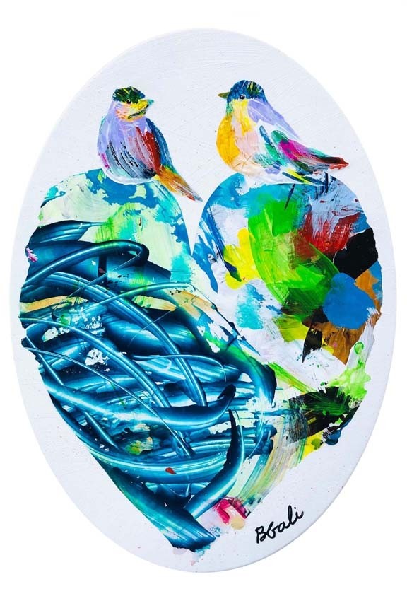 18-Carte de souhaits 7x4, -- Le chant du coeur --, de l'artiste Brigitte Galipeau BGALI, dimension : 7.25 x 4.5 pouces largeur, sans texte, avec enveloppe  Vous pouvez inscrire votre message à l'intérieur.  Carte vendue à l'unité