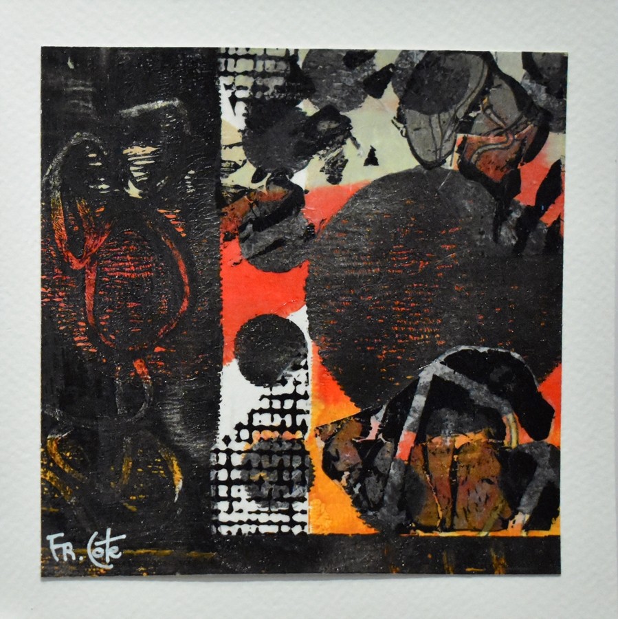 Carte de souhaits, unique, 6x6, -- 25-22 G --, de l'artiste Francine Côté, dimension : 6 x 6 pouces largeur, sans texte, avec enveloppe  Vous pouvez inscrire votre message à l'intérieur.  Carte vendue à l'unité