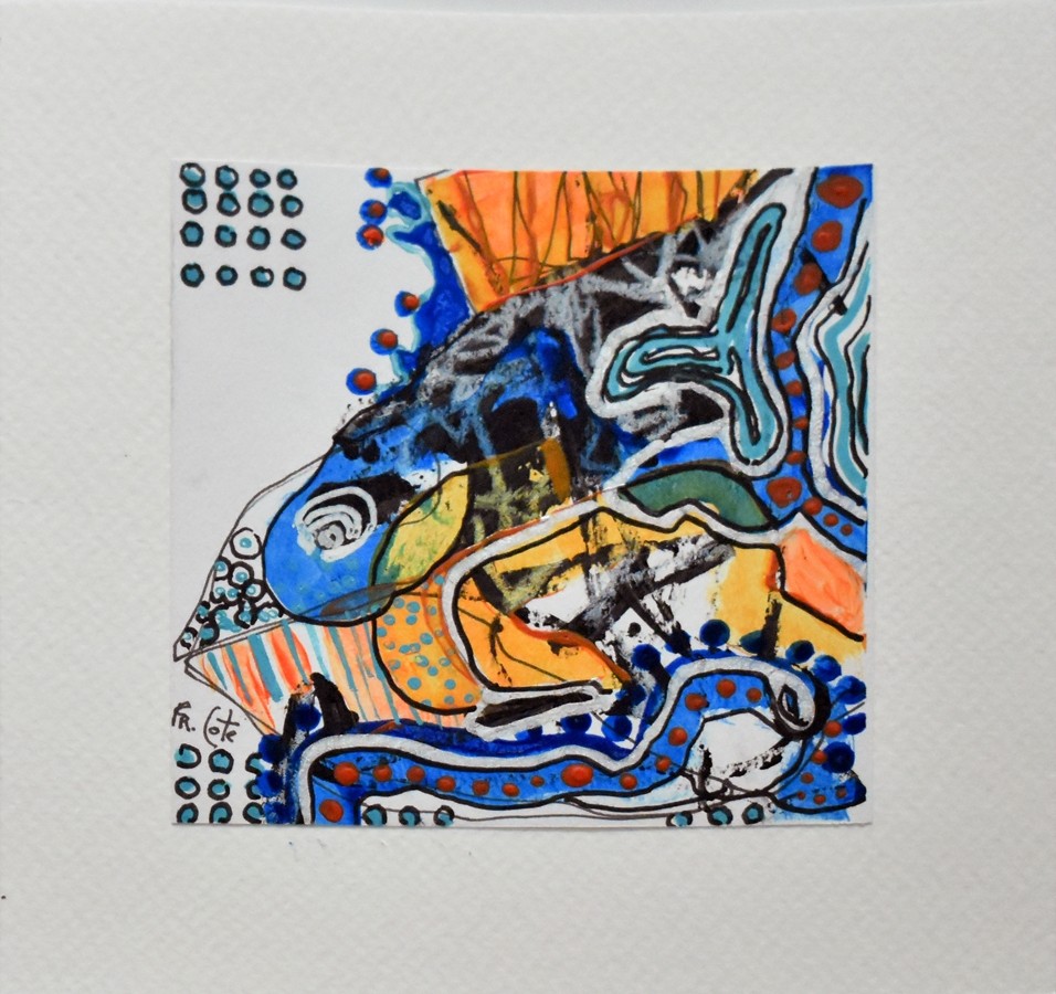 Carte de souhaits, unique, 6x6, -- 25-31 G --, de l'artiste Francine Côté, dimension : 6 x 6 pouces largeur, sans texte, avec enveloppe  Vous pouvez inscrire votre message à l'intérieur.  Carte vendue à l'unité