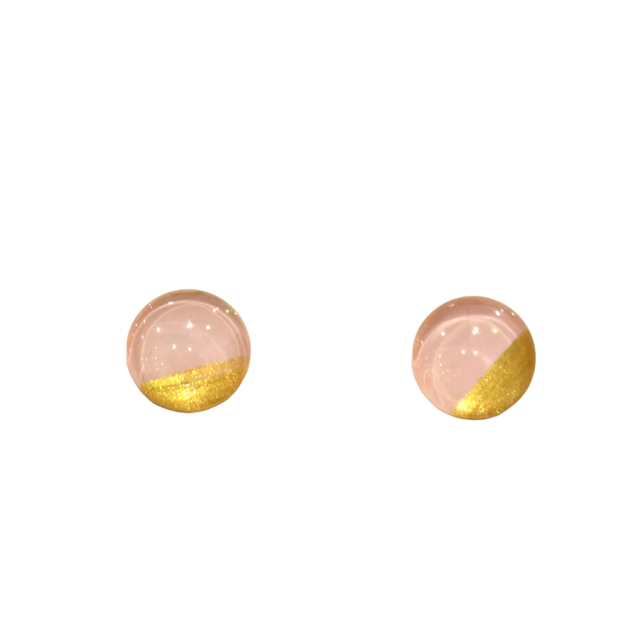 Boucles d'oreille, Puce à l'oreille, no 64, de l'artiste Azurine, Peintes à la main, Tiges en acier inoxydable, Matière première : verre, cuisson au four