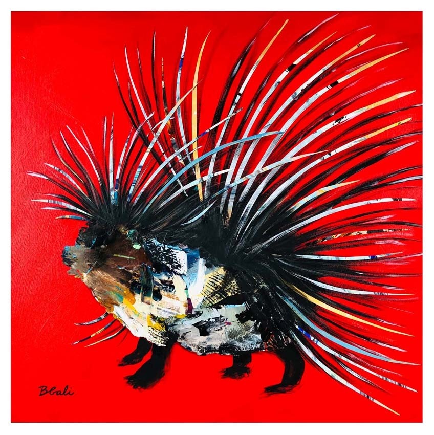 A-Carte de souhaits 5x5, -- Rouge épique --, de l'artiste Brigitte Galipeau BGALI, dimension : 5.5 x 5.5 pouces largeur, sans texte, avec enveloppe  Vous pouvez inscrire votre message à l'intérieur.  Carte vendue à l'unité
