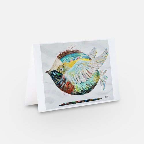 Carte de souhaits -- L'Ange du Golfe --, de l'artiste Brigitte Galipeau BGALI, sans texte, avec enveloppe  Vous pouvez inscrire votre message à l'intérieur.  Carte vendue à l'unité
