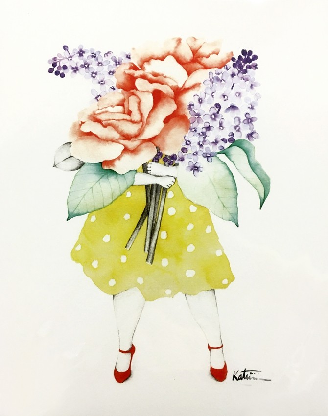 Affiche, Fleuriste Rose Lilas, de l'artiste Katrinn Pelletier, dimension : 10 x 8 po de largeur