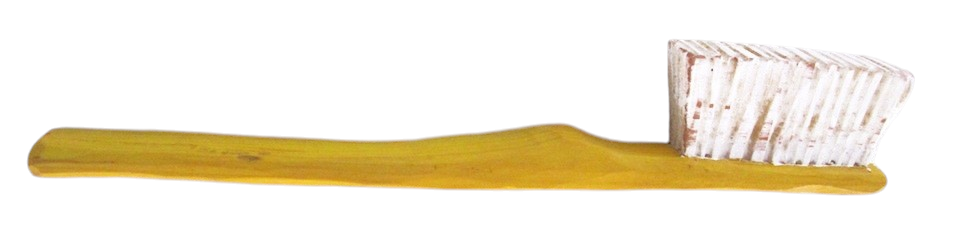 Aimant, Brosse à dents (jaune), de l'artiste Alexandre Tardif, Décoration à placer sur une surface métallique, pièce faite de bois, tilleul