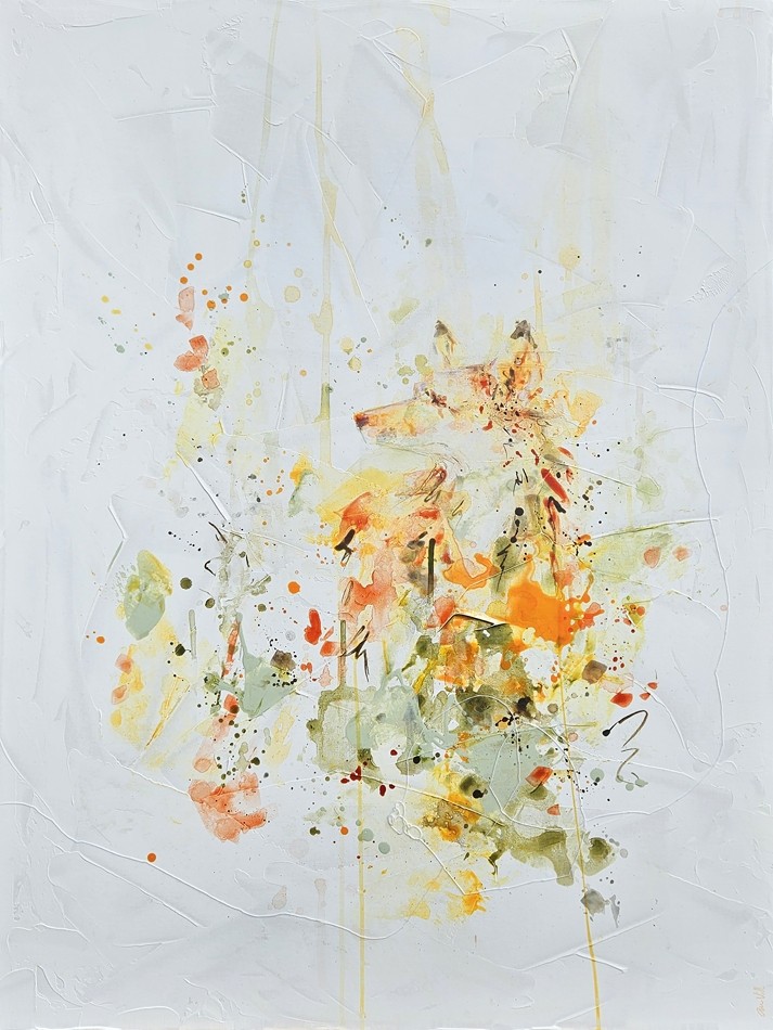 Découvrir l'inconnu, de l'artiste Anne-Marie Villeneuve, Tableau, Acrylique et fils de coton sur toile galerie, Création unique, dimension : 40 x 30 po de largeur
