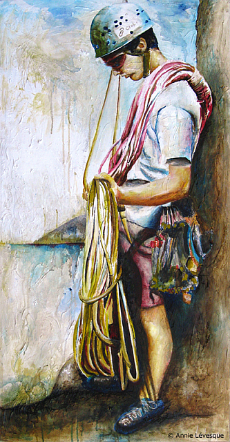 Second de cordée, de l'artiste Annie Lévesque, Acrylique sur toile, 2 pièces, Création unique, dimension : 47 x 24 po de largeur