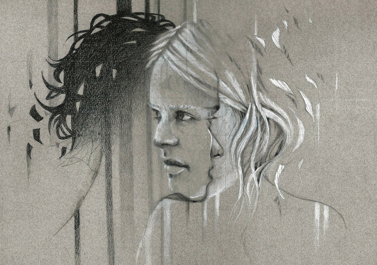 Confession (o.encadrée), de l'artiste Marie Chantal Le Breton, Tableau, Médiums mixtes sur papier, encadré, Création unique, dimension : 9.5 x 13.5 po de largeur