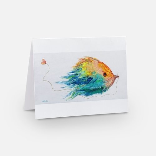 Carte de souhaits -- Coeur de rocker --, de l'artiste Brigitte Galipeau BGALI, sans texte, avec enveloppe  Vous pouvez inscrire votre message à l'intérieur.  Carte vendue à l'unité