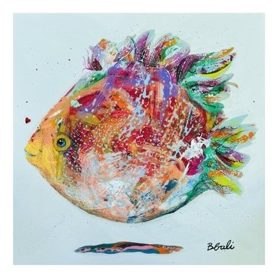Carte de souhaits -- Nager dans le bonheur --, de l'artiste Brigitte Galipeau BGALI, sans texte, avec enveloppe  Vous pouvez inscrire votre message à l'intérieur.  Carte vendue à l'unité