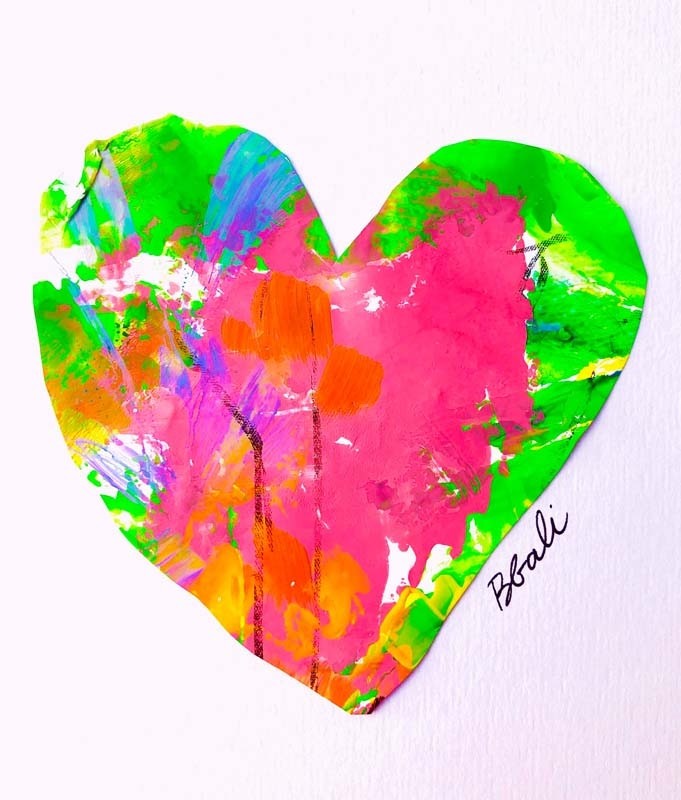 Carte de souhaits -- Coeur rose --, de l'artiste Brigitte Galipeau BGALI, sans texte, avec enveloppe  Vous pouvez inscrire votre message à l'intérieur.  Carte vendue à l'unité