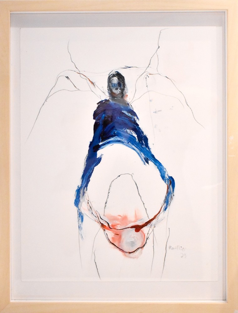 Les plâtres dansent dans l'absurde (O. encadrée), de l'artiste Benoit Genest Rouillier, Oeuvre papier, Mixtes sur papier, Création unique, dimension : 13.75 x 10.25 po de largeur