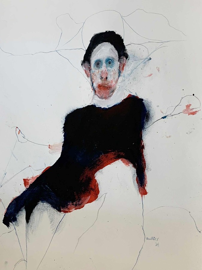 Qui ?, de l'artiste Benoit Genest Rouillier, Oeuvre papier, Mixtes sur papier, Création unique, dimension : 30 x 22 po de largeur