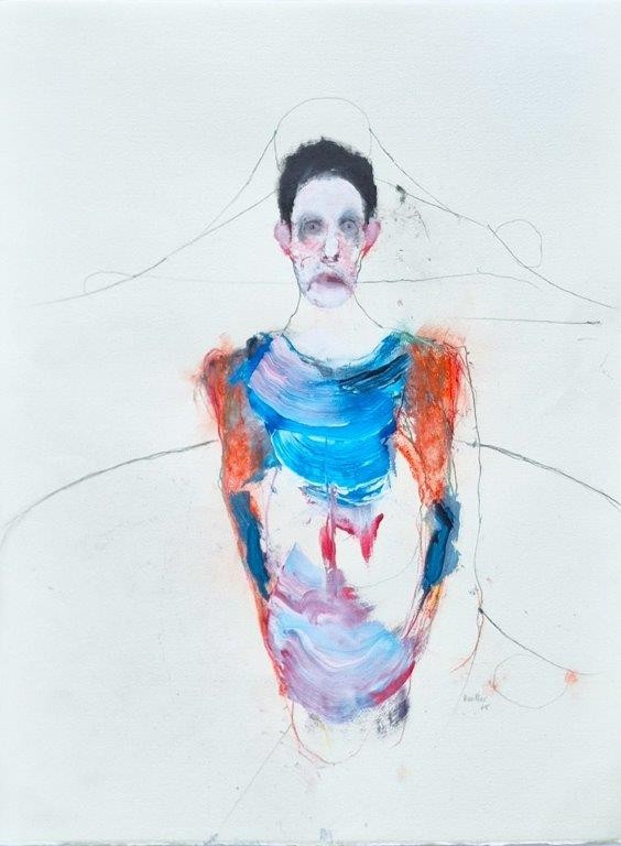 Jocelyne, de l'artiste Benoit Genest Rouillier, Oeuvre papier, Mixtes sur papier, Création unique, dimension : 30 x 22 po de largeur