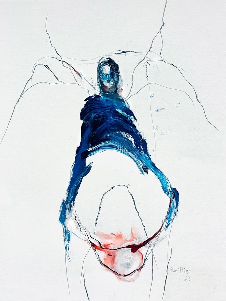 Les plâtres dansent dans l'absurde (O. encadrée), de l'artiste Benoit Genest Rouillier, Oeuvre papier, Mixtes sur papier, Création unique, dimension : 13.75 x 10.25 po de largeur