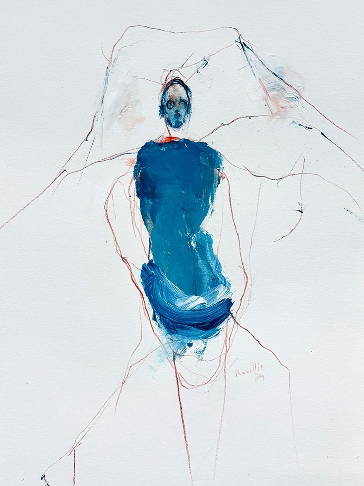 Prise dans une orange (O. encadrée), de l'artiste Benoit Genest Rouillier, Oeuvre papier, Mixtes sur papier, Création unique, dimension : 13.75 x 10.25 po de largeur