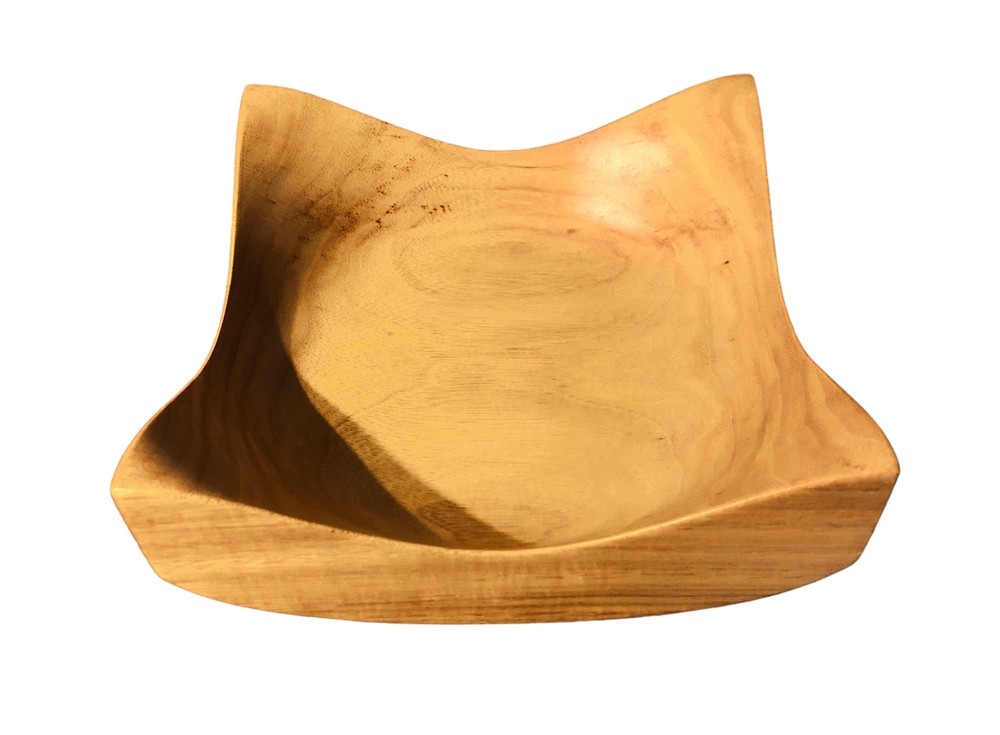 Bol carré, no 5, de l'artiste Martin Simon, pièce originale, faite de bois : Canarywood, dimension : 7 1/4 x 7 1/4 x 2 3/4 pouces