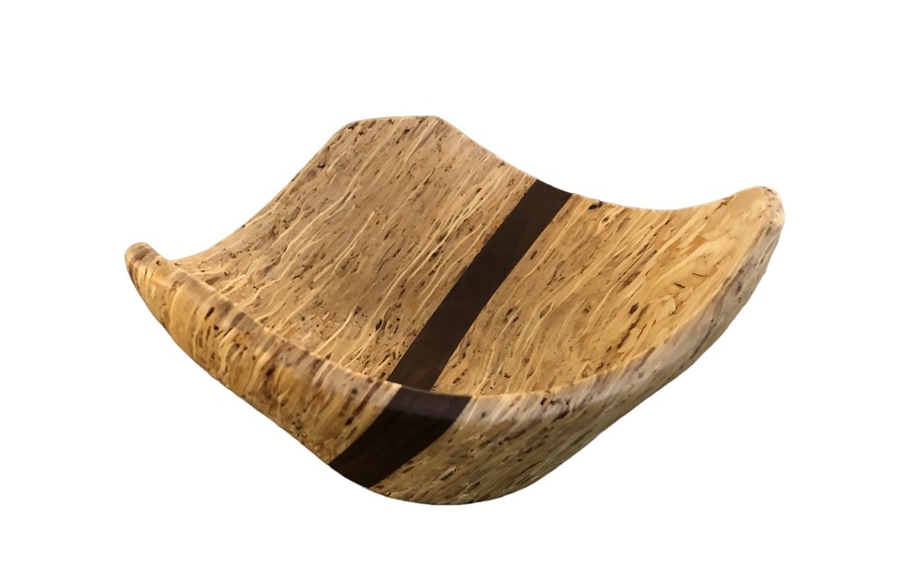 Bol trois pointes, no 6, de l'artiste Martin Simon, pièce originale, faite de bois : K3 + Noyer noir, dimension : 7 1/2 x 3 3/4 pouces