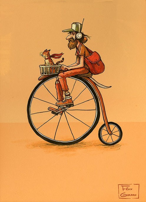 Vélorution, de l'artiste Félix Girard, sur papier Epson « Enhanced Matte, impression avec de l’encre à pigment – qualité archive (ultra chrome), dimension : 18 x 14 pouces de largeur, affiche prête à être encadrée
