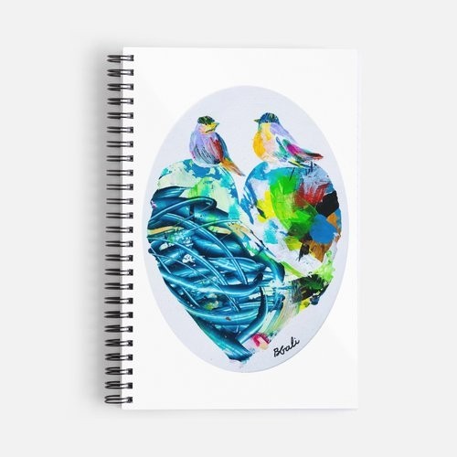 Cahier -- Le chant du coeur --, non ligné, de l'artiste Brigitte Galipeau BGALI, dimension : 8.5 x 5.5 pouces largeur,  Vendu à l'unité