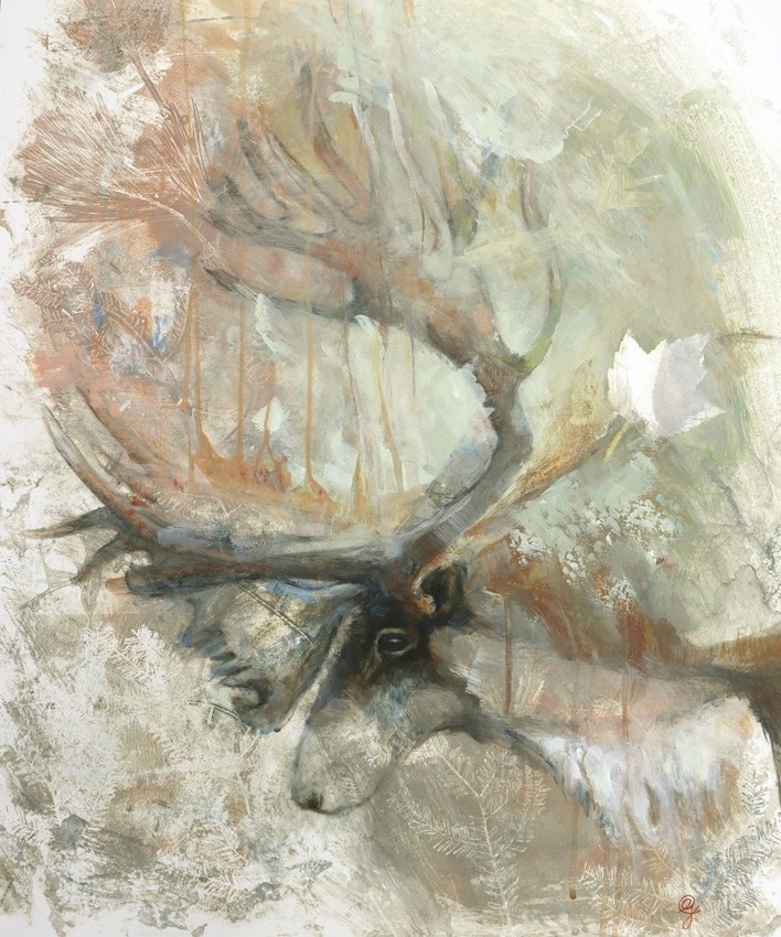 Encore plus loin, de l'artiste Carine Génadry, Tableau, Techniques mixtes sur panneau de bois, Dimension : 24 x 20 pouces de largeur