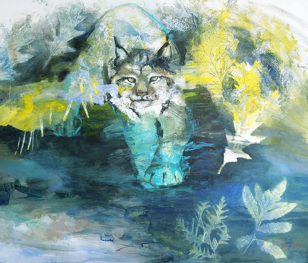 Le chemin le moins fréquenté, de l'artiste Carine Génadry, Tableau, Techniques mixtes sur panneau de bois, Dimension : 20 x 24 pouces de largeur