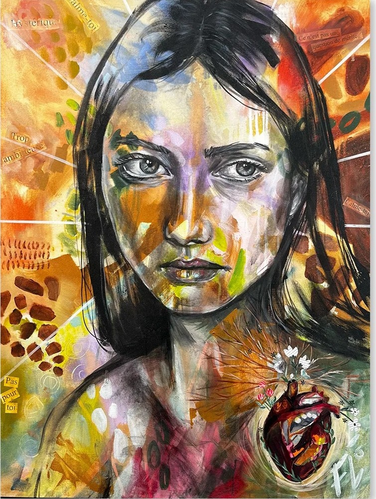 Ce que le silence a porté, de l'artiste Florence Lemay, Tableau, Acrylique sur toile, Création unique, dimension : 40 x 30 po de largeur