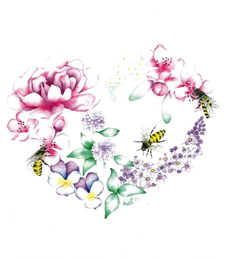 Affiche, Coeur floral, de l'artiste Katrinn Pelletier, dimension : 10 x 8 po de largeur