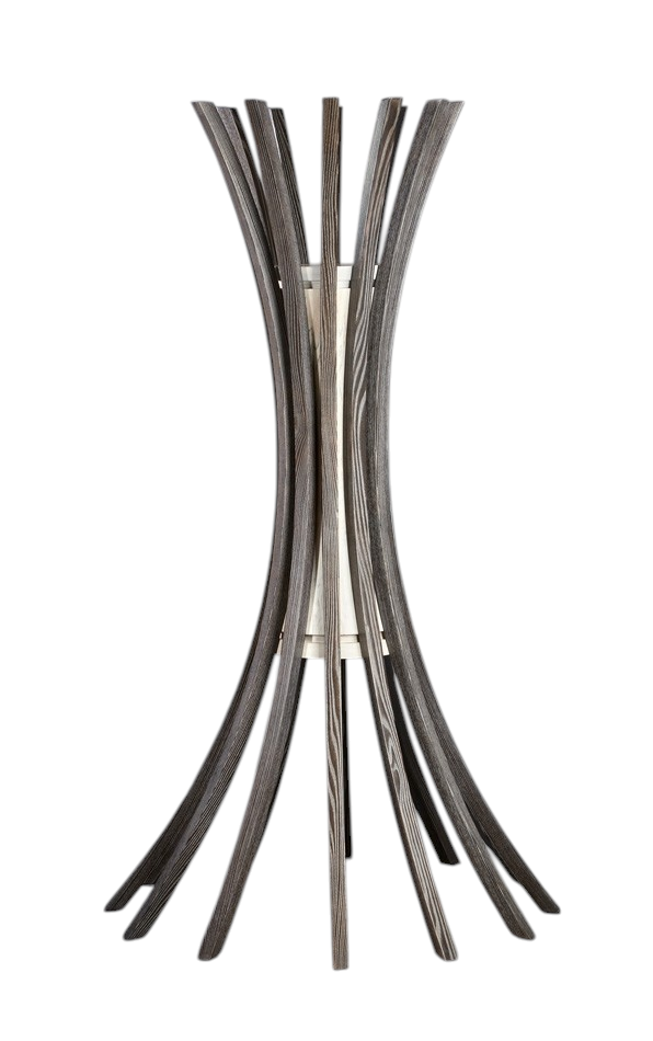 Corps-Sage, de l'artiste Christianne Hamel, Sculpture, matière : Frêne et merisier, Technique : Cintrage et tournage, Création unique, dimension : 170 x 98 x 98 cm