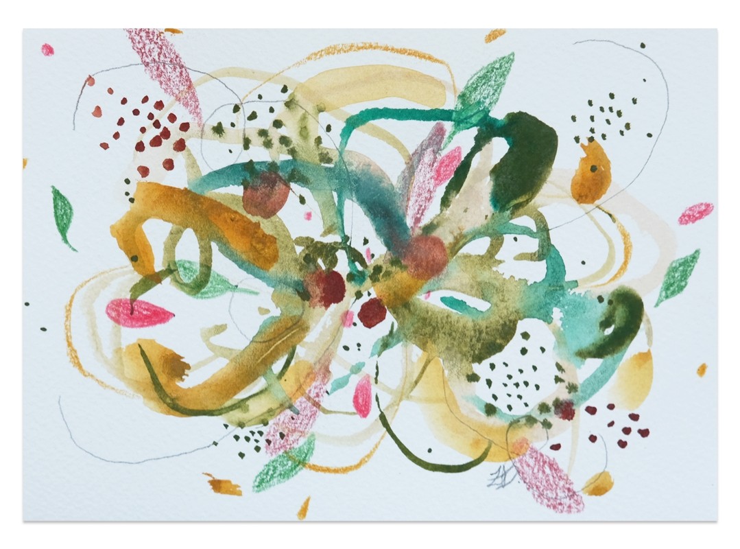 Couronne, série 'Parcelles', de l'artiste Zoé Boivin, Oeuvre sur papier, Médiums mixtes, Création unique, dimension 5 x 7 pouces de largeur