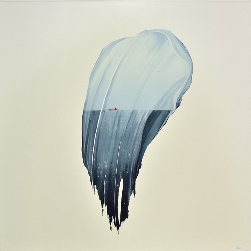Éclairer les profondeurs, de l'artiste Roxane Lessard (Oscane), Tableau, Acrylique sur toile, Création unique, dimension : 36 x 36 po de largeur