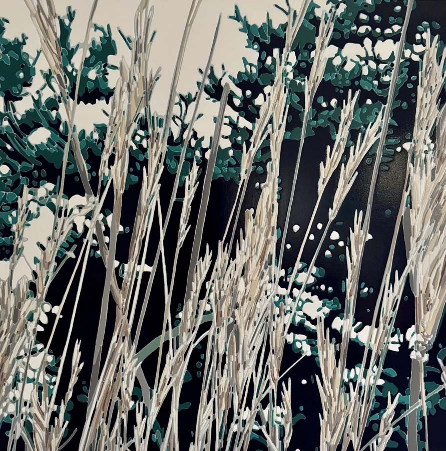 Jardins sauvages XCIII, de l'artiste Elyse Turbide, Acrylique sur toile, Dimension : 36 x 36 pouces de largeur