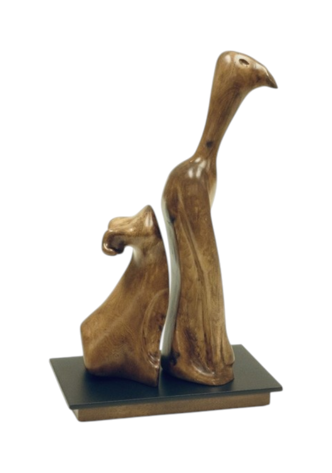 Empreinte, de l'artiste Christianne Hamel, Sculpture, matière : Merisier - Métal, Technique : Taille directe, Création unique, dimension : 25 x 43 x 15 cm