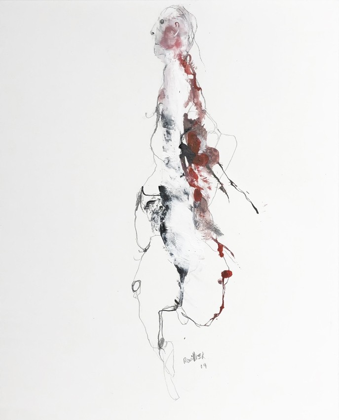 Face à la musique, de l'artiste Benoit Genest Rouillier, Oeuvre papier, Acrylique sur papier, Création unique, dimension : 13.75 x 10.5 po de largeur