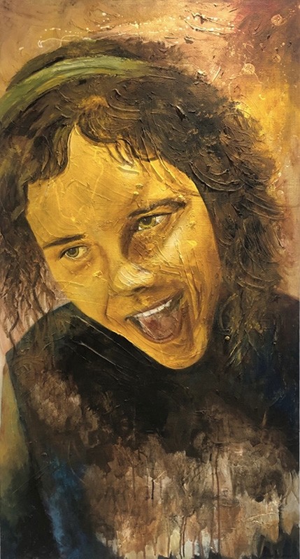 Fais-moi rire, de l'artiste Annie Lévesque, Acrylique sur toile, Création unique, dimension : 47 x 24 po de largeur