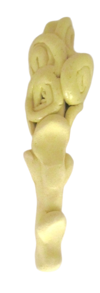 Fleur Bouquet jaune vendu séparément, de l'artiste Véronique Martel, dimension : 4 à 5 pouces de longueur, Peut être légèrement différente de la photo présentée, Faisait partie de l'ensemble 'L'épicier du coin ...', Faïence grès pigment émail, vue A
