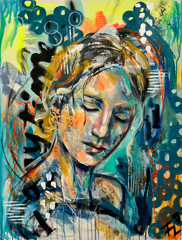 Anytime, de l'artiste Florence Lemay, Tableau, Acrylique sur toile, Création unique, dimension : 40 x 30 po de largeur