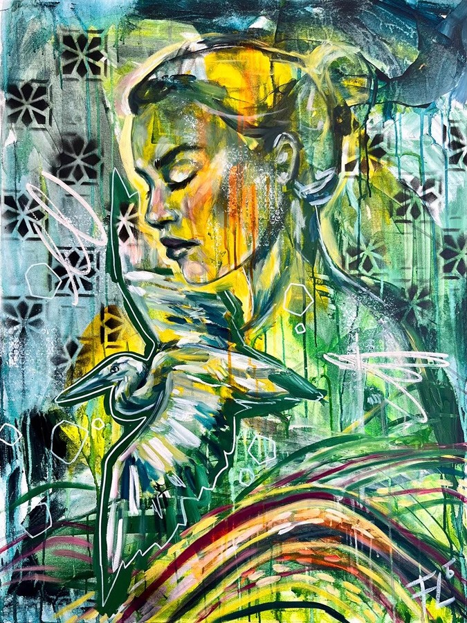 L'envol, de l'artiste Florence Lemay, Tableau, Acrylique sur toile, Création unique, dimension : 40 x 30 po de largeur