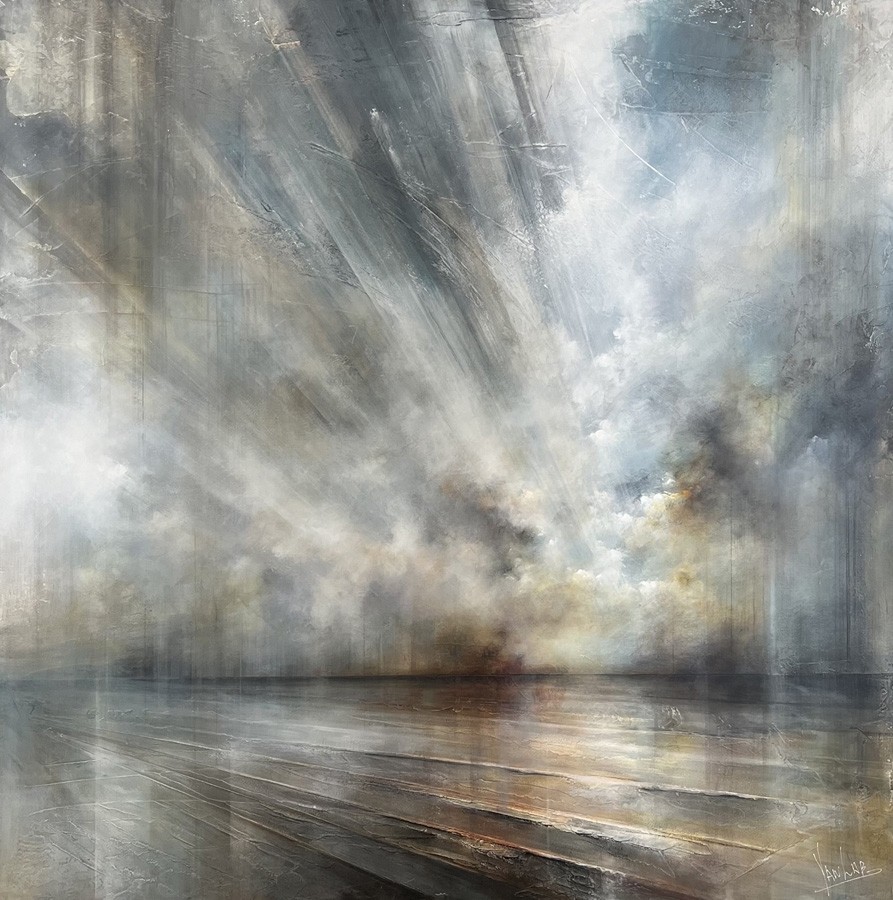 Focus 2, no 0167, de l'artiste Yan Laboissonnière, Techniques mixtes sur bois , Création unique, dimension : 42 x 42 po de largeur