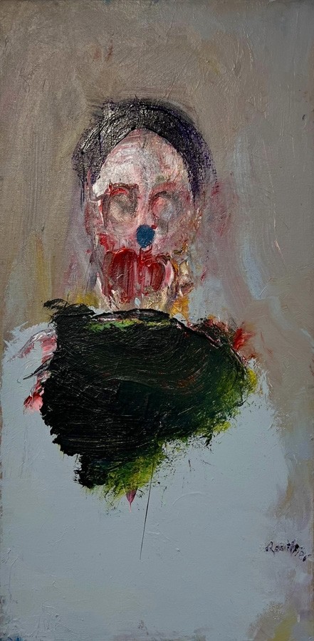 Frustration, de l'artiste Benoit Genest Rouillier, Tableau, Acrylique sur toile, Création unique, dimension : 24 x 12 po de largeur