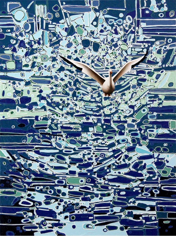 Go with the flow, de l'artiste Elyse Turbide, Acrylique sur toile, Dimension : Dimension : 40 x 30 pouces de largeur