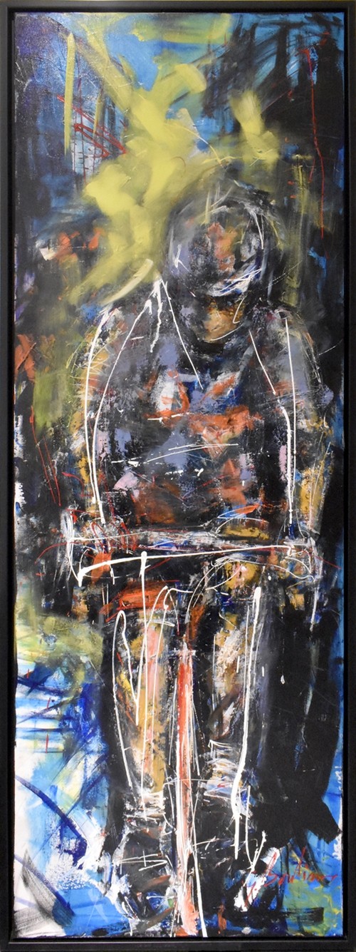 Grand prix (t.encadré), de l'artiste Gisèle Boulianne, Tableau, Acrylique sur toile, Création unique, dimension : 72 x 24 po de largeur