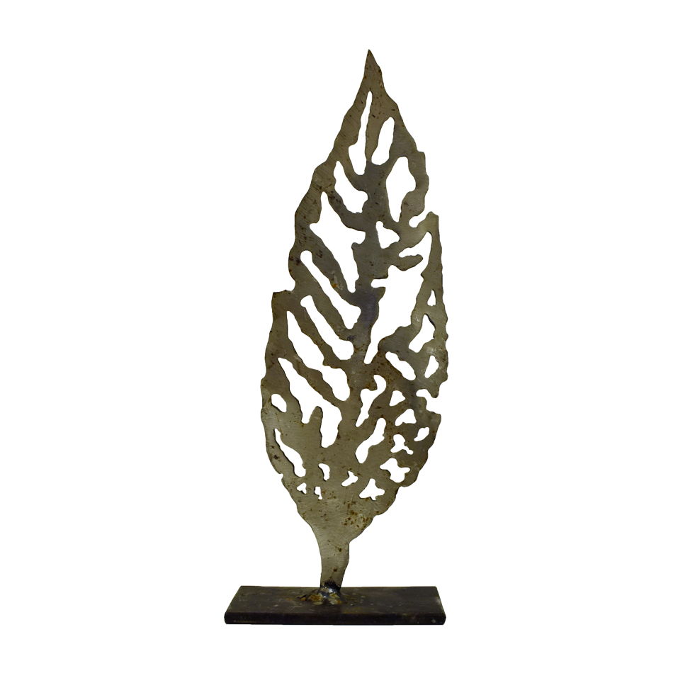 Grande feuille, o-7, de l'artiste Danny Perkins, Sculpture, métal, Dimension : 11 x 5 x 2 po