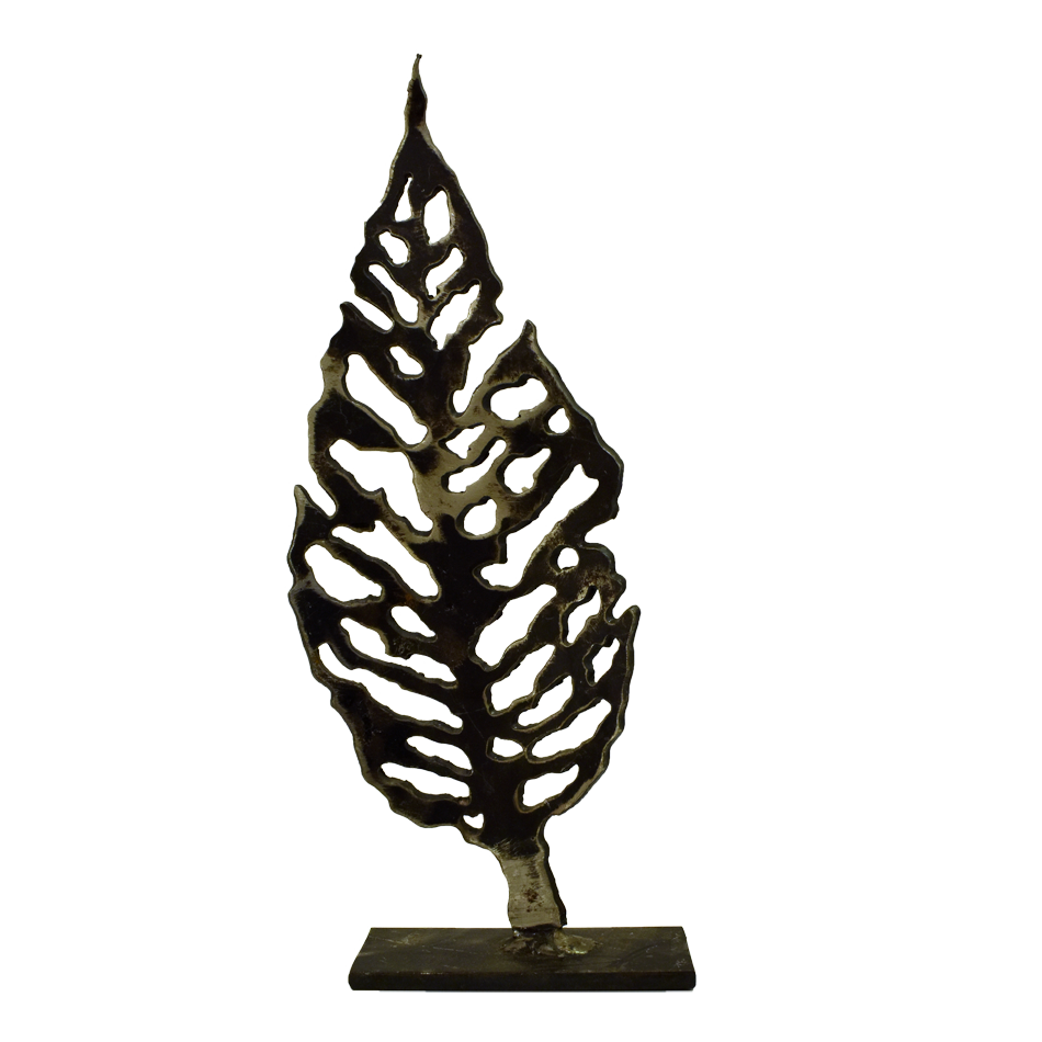 Grande feuille, o-8, de l'artiste Danny Perkins, Sculpture, métal, Dimension : 11 x 5 x 2 po