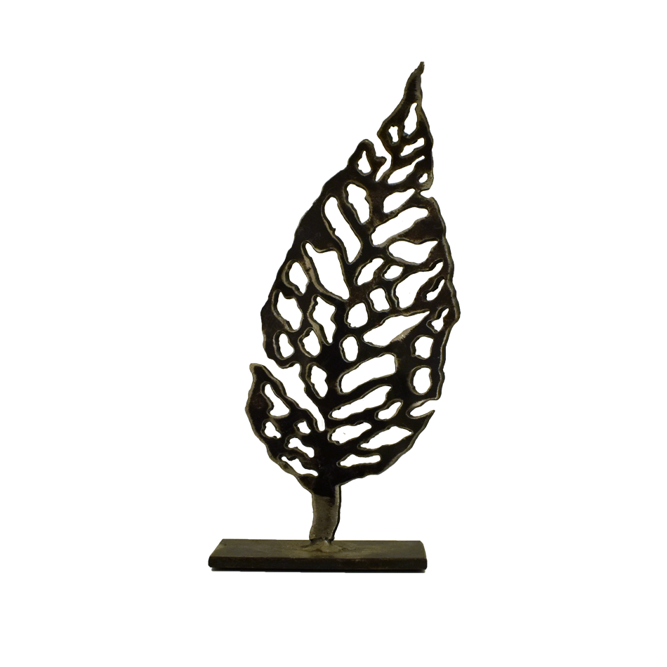 Grande feuille, o-9, de l'artiste Danny Perkins, Sculpture, métal, Dimension : 11 x 5 x 2 po