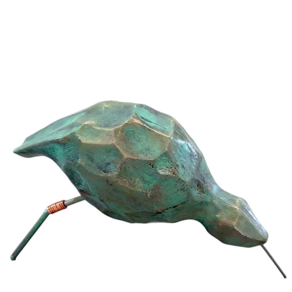 Moyen Oiseau de rivage, no 30, de l'artiste Bernard Hamel, Sculpture, Hydrostone, dimension : 3.75 x 4.75 x 3.0 po