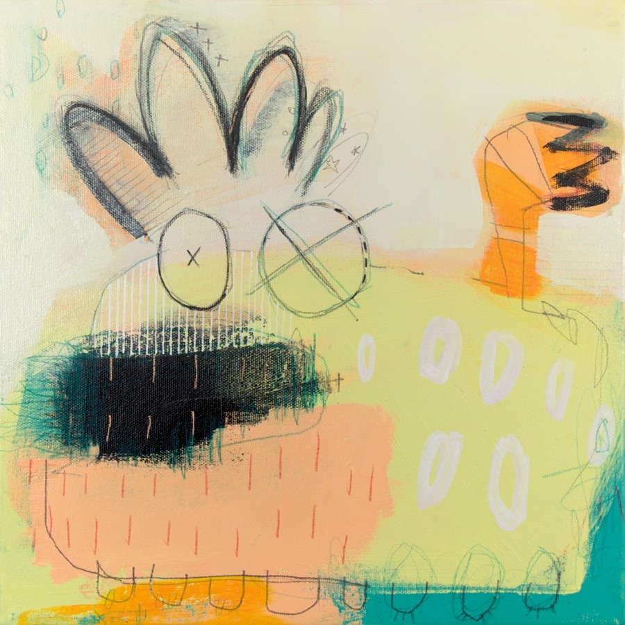 I hate mondays, de l'artiste Marie-Eve Lachance, Tableau, Acrylique sur toile, Création unique, dimension 12 x 12 pouces de largeur