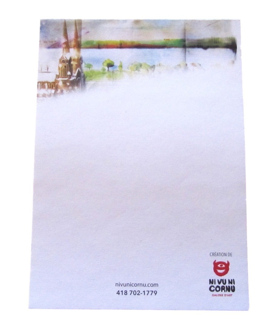 Bloc note uni, no A, Ma Côte de Beaupré, Ste-Anne, Ni Vu Ni Cornu, dimension : 7 po h x 5 po de largeur, Bloc note vendu à l'unité